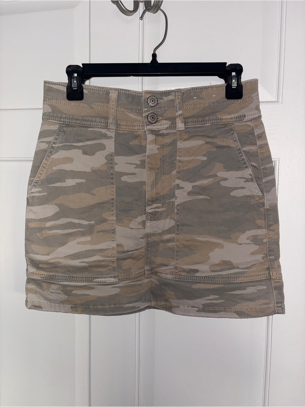 Express Neutral Camo Mini Skirt in Beige and Gray